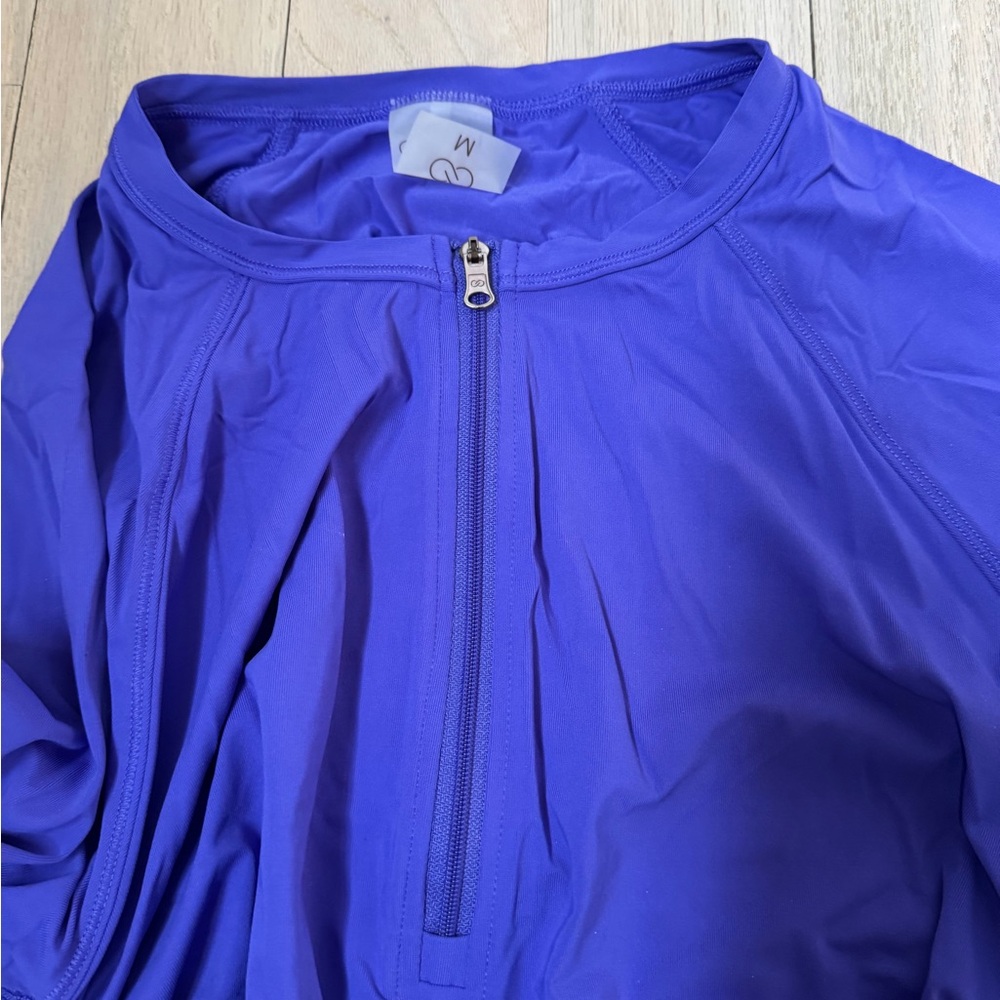 CALIA by Carrie Underwood Purple Ruched Polo Blouse - Picture 2 of 7